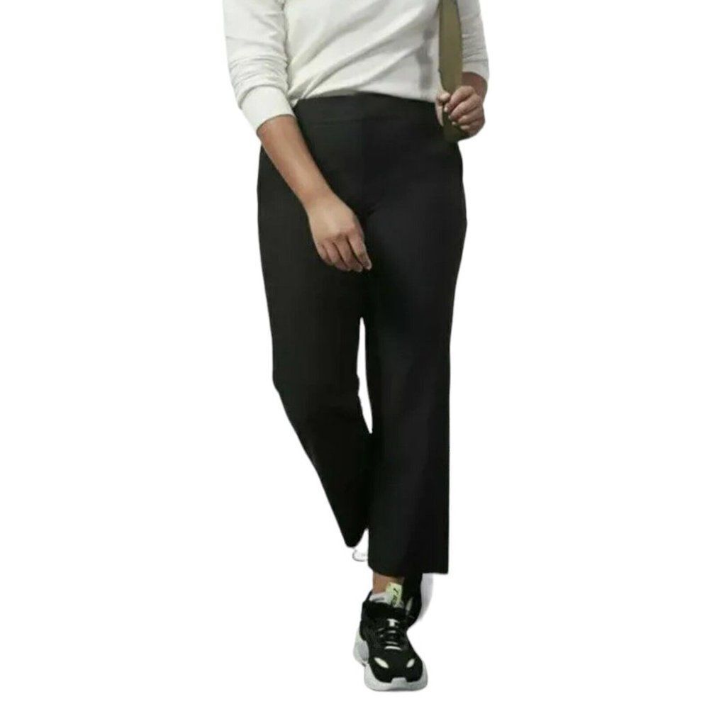 Athleta Stellar Pants 4 Black Straight Crop Trouser Stretch Stash Pocket UPF